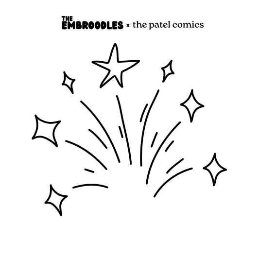 Fireworks Celebration: A Cross - Stitch Kit - The Patel Comics