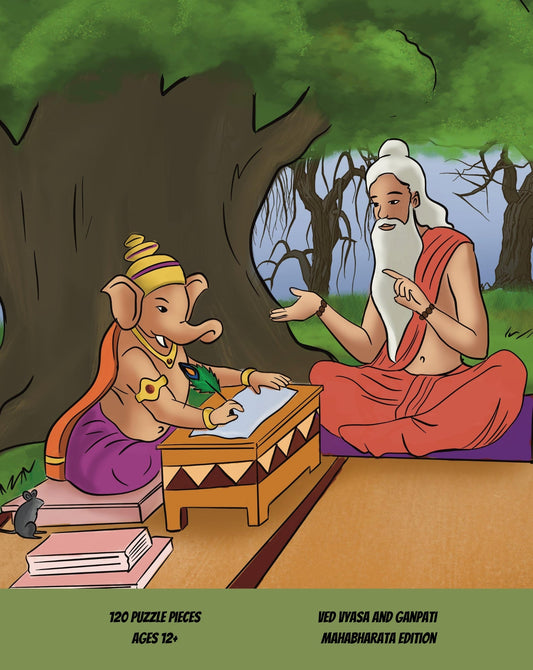 Ved Vyas and Ganpati - Mahabharata Edition Puzzle - The Patel Comics